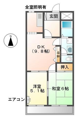 LAVIEENROSE(2DK/2階)の間取り写真