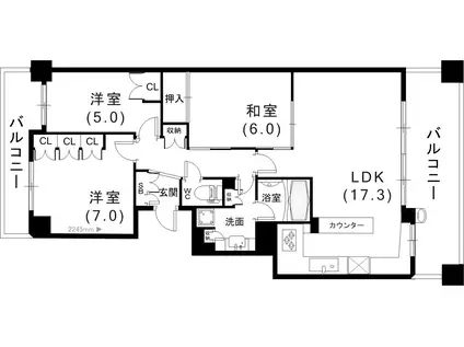 パークスクエア神戸山本通(3LDK/4階)の間取り写真