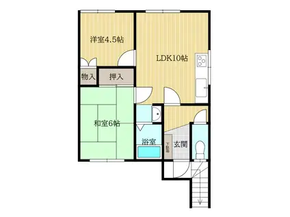 コーポいの(2LDK/2階)の間取り写真