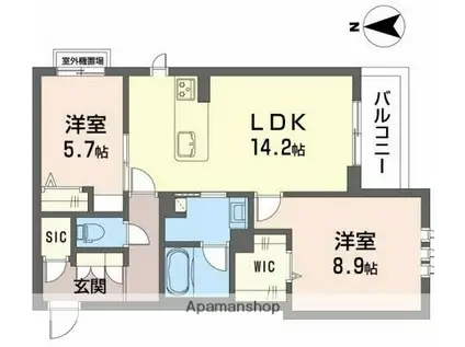 シャーメゾングレースオリーブ(2LDK/2階)の間取り写真