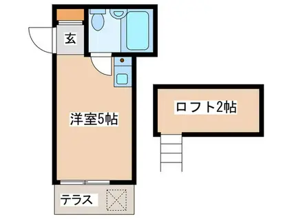 フラワーハイツ高幡不動(ワンルーム/2階)の間取り写真