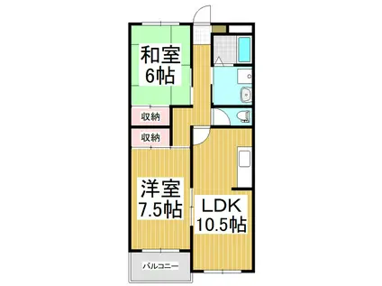 リビングコートKAWAI(2LDK/3階)の間取り写真