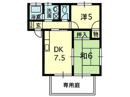 ビ・アンジュ(2DK/1階)の間取り写真