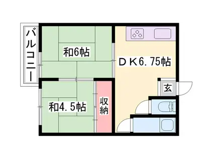 コーポゆかり(2DK/2階)の間取り写真