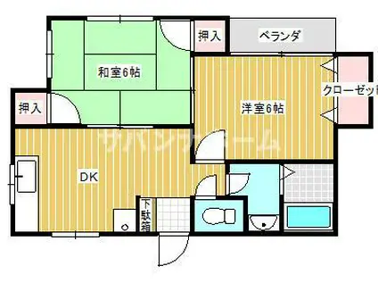 ウィステリア川中島(2DK/2階)の間取り写真