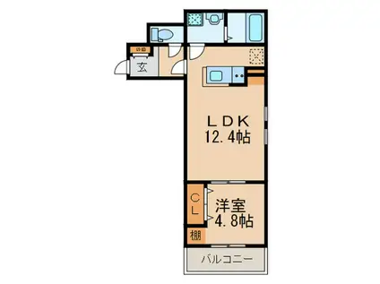 レソナ南福岡(1LDK/2階)の間取り写真