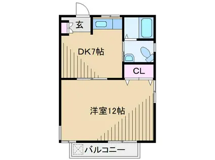 磯部マンション(1DK/3階)の間取り写真