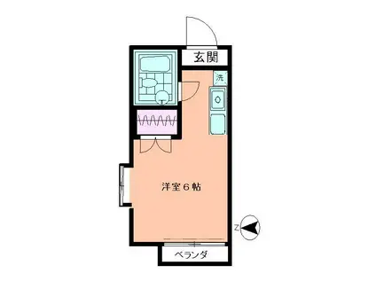 ドエルムラサキ(1K/2階)の間取り写真