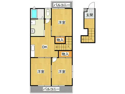 メゾン・ヨシコ壱番館(3DK/2階)の間取り写真