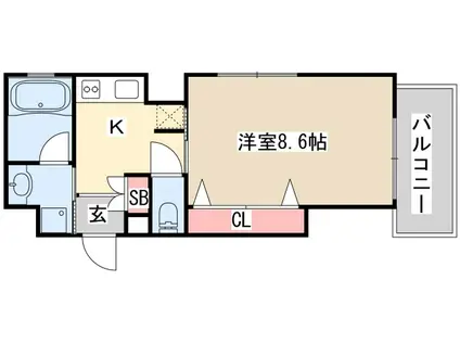 エスティ・ロアール神戸西(1DK/6階)の間取り写真