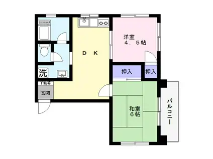 和甲マンション(2DK/3階)の間取り写真