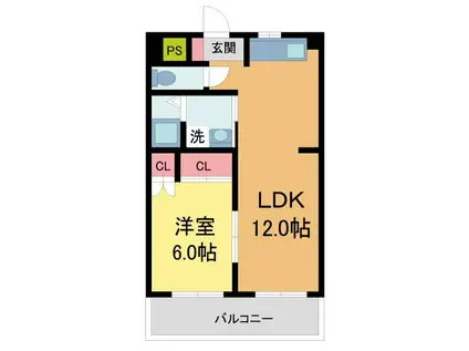 グローリー甲子園(1LDK/2階)の間取り写真