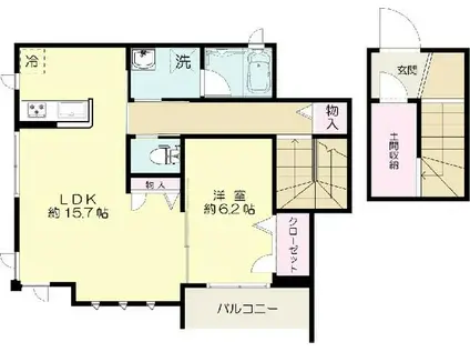 北口ハイツ(1LDK/3階)の間取り写真