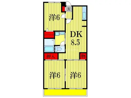 オークランド5弐番館(3DK/1階)の間取り写真