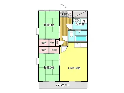 東山ハウスII(2LDK/2階)の間取り写真