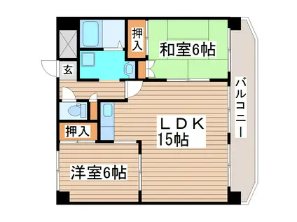 ボナール錦町(2LDK/6階)の間取り写真