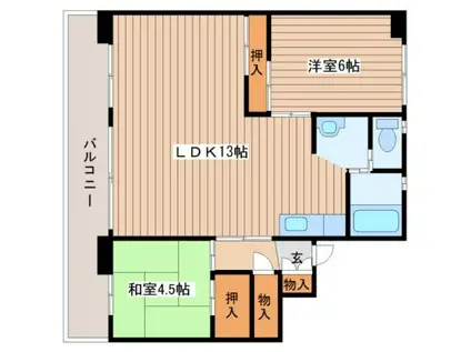 ビレッジハウス 上野幌 4(2LDK/4階)の間取り写真
