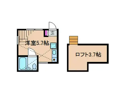 ロマネーゼ(ワンルーム/2階)の間取り写真