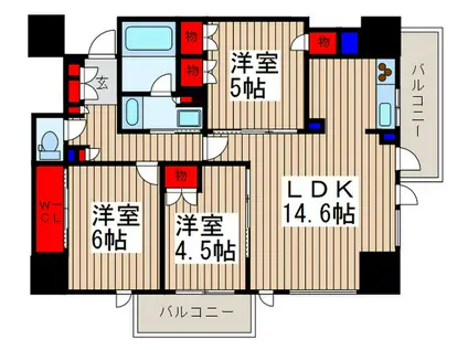 コンフォリア大宮(3LDK/6階)の間取り写真