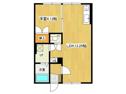 サニーウェル幸(1LDK/2階)の間取り写真