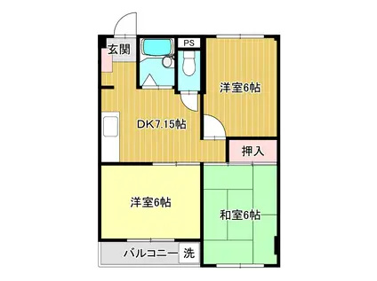 サンライズ まるやま(3DK/3階)の間取り写真