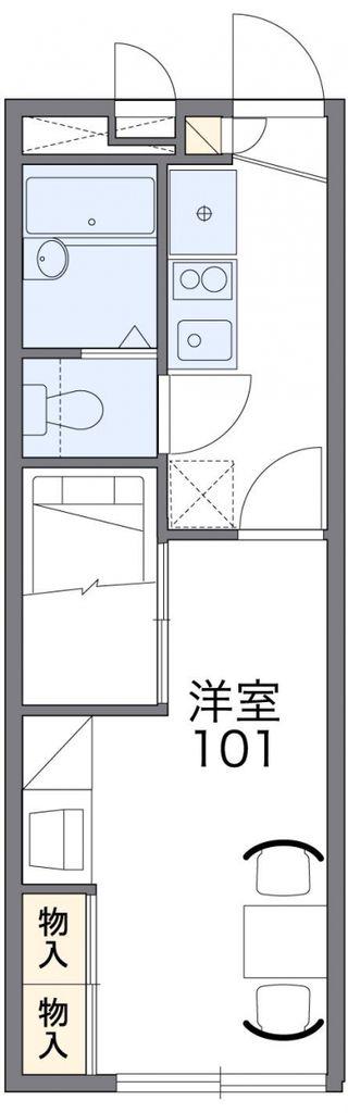 レオパレス霞ヶ関第二(1K/1階)の間取り写真