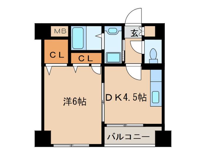 ファインハイム(1DK/6階)の間取り写真