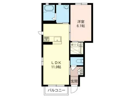 イル・デ・パン(1LDK/1階)の間取り写真