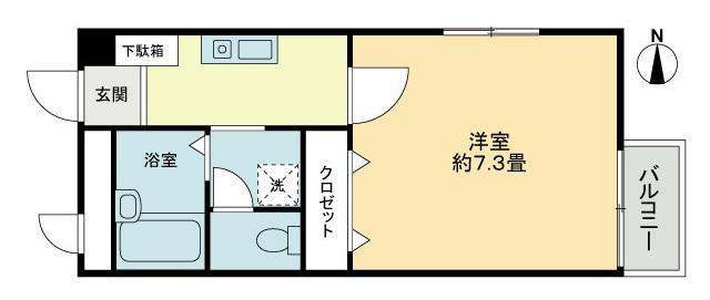フォブール村尾(1K/2階)の間取り写真