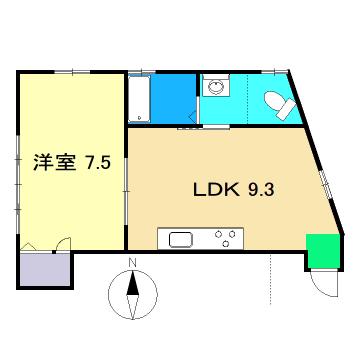CASA山手町(1LDK/2階)の間取り写真