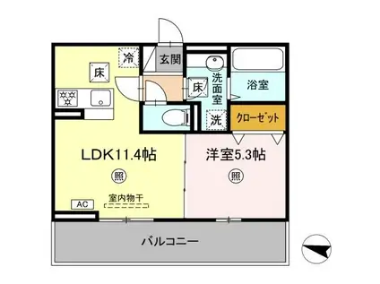 トレス今町(1LDK/1階)の間取り写真