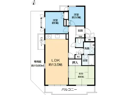 藤和ライブタウン南本山(3LDK/1階)の間取り写真