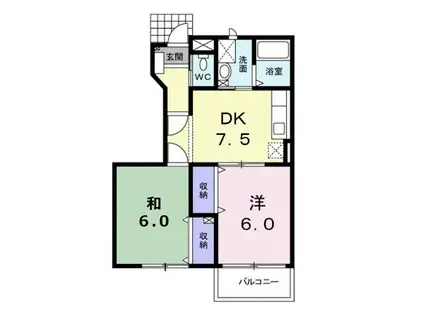 ロジュマントール(2DK/1階)の間取り写真