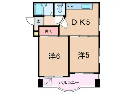 ダンディライオン本山2(2DK/4階)の間取り写真