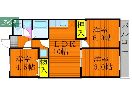 レジデンス板野 (3LDK/3階)の間取り写真