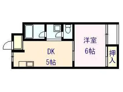 善積ハイツ(1DK/2階)の間取り写真