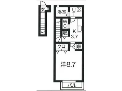 カーサM(1K/2階)の間取り写真