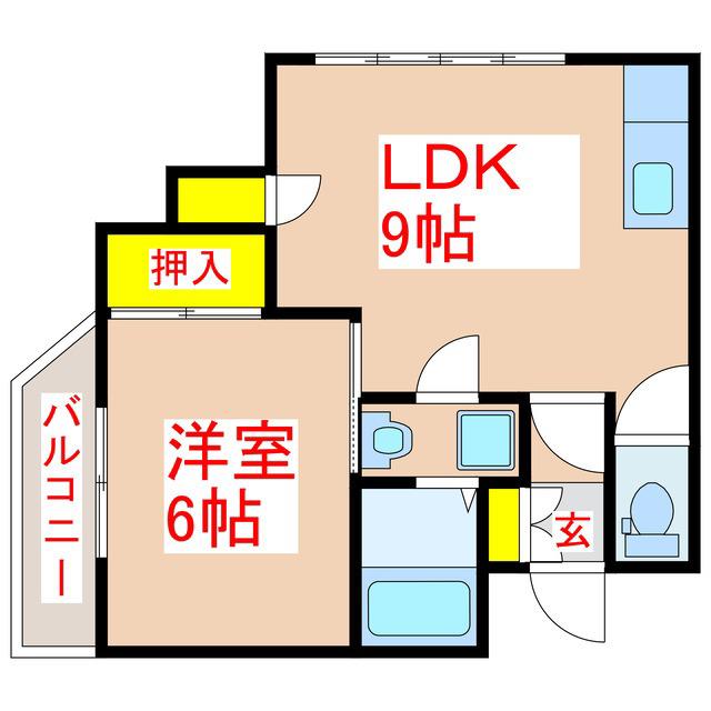 山下ビル(1LDK/2階)の間取り写真