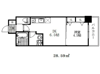 エステムコート三宮駅前Ⅱアデシオン(1DK/12階)の間取り写真