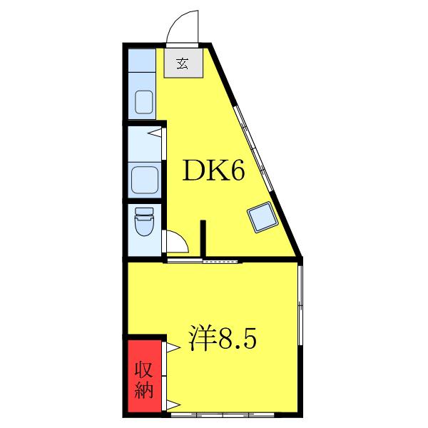 ハウス鈴一(1DK/2階)の間取り写真
