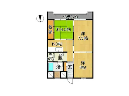 マンション瑞凰(3K/5階)の間取り写真
