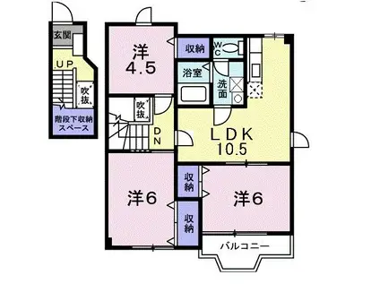 メトロノームA棟(3LDK/2階)の間取り写真
