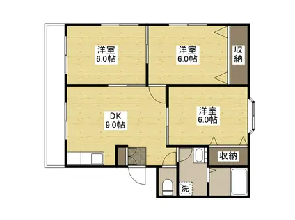 リバーコートカドヤ(3DK/1階)の間取り写真