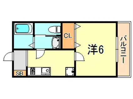 ラメール霞ヶ丘(1K/2階)の間取り写真