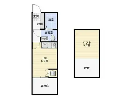 クロチェヴィーア京大北(1SK/1階)の間取り写真