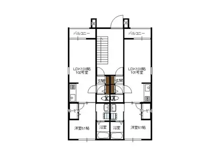 アイMS長町(1LDK/1階)の間取り写真