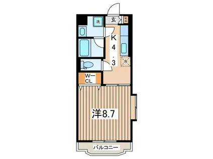 BRUGGE(1K/3階)の間取り写真