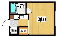 シャルム岡山手(ワンルーム/2階)の間取り写真