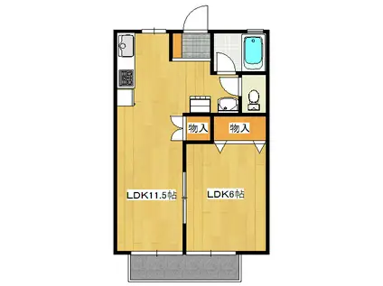 鈴久ハイツ(1LDK/2階)の間取り写真