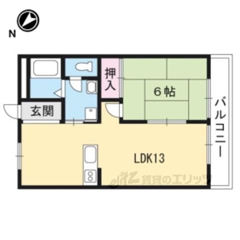 グランドール野洲(1LDK/1階)の間取り写真